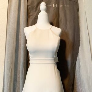 Halston Heritage Bone Sleeveless Backless Dress, S